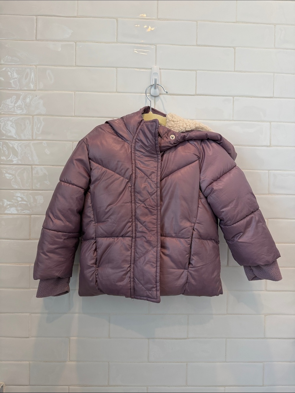 GAP Girls Hooded Puffer Jacket in Mauve